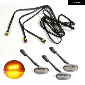 シボレー 3個 フロント車グリル LED ライトグリルトリム スモークレンズ シルバラード 1500 2016-21 - 3black-yellow　light