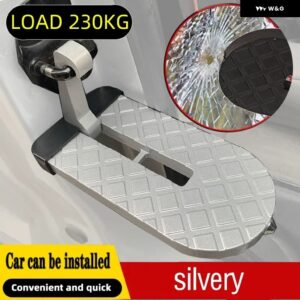 ジープ 2IN1 折りたたみ式車両折りたたみ踏み台 フットペグ 安全ハンマー付き屋上に簡単にアクセス車 SUV - silvery
