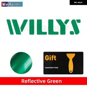 ジープ 2個 ボンネット ボンネット サイド ステッカー WILLYS EDITION UNLIMITED 反射ビニール デカール ラングラー JK JL TJ YJ CJ - a　reflective　green
