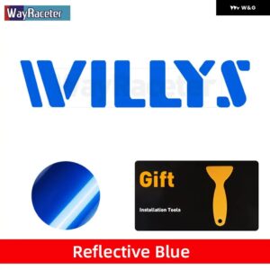 ジープ 2個 ボンネット ボンネット サイド ステッカー WILLYS EDITION UNLIMITED 反射ビニール デカール ラングラー JK JL TJ YJ CJ - a　reflective　blue