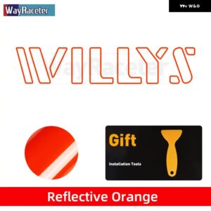 ジープ 2個 ボンネット ボンネット サイド ステッカー WILLYS EDITION UNLIMITED 反射ビニール デカール ラングラー JK JL TJ YJ CJ - b　reflective　orange