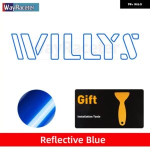 ジープ 2個 ボンネット ボンネット サイド ステッカー WILLYS EDITION UNLIMITED 反射ビニール デカール ラングラー JK JL TJ YJ CJ - b　reflective　blue