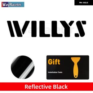 ジープ 2個 ボンネット ボンネット サイド ステッカー WILLYS EDITION UNLIMITED 反射ビニール デカール ラングラー JK JL TJ YJ CJ - a　reflective　black