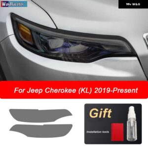 ジープ ヘッドライト フィルムフロントライトティントスモークブラック TPU ステッカー グランドチェロキーラングラーコンパス - cherokee　kl　19-on