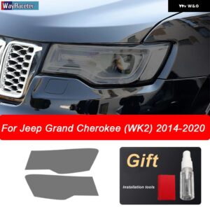 ジープ ヘッドライト フィルムフロントライトティントスモークブラック TPU ステッカー グランドチェロキーラングラーコンパス - grand　cherokee　14-20