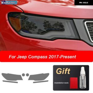ジープ ヘッドライト フィルムフロントライトティントスモークブラック TPU ステッカー グランドチェロキーラングラーコンパス - compass　2017-on