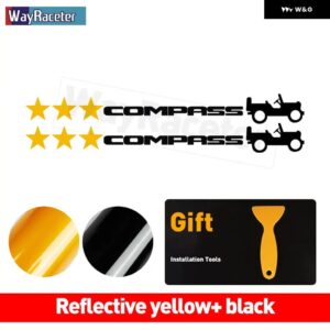 ジープ 2個 ピラードアサイド ステッカー フード トランク テールスターウィリーエディション反射ビニール デカール コンパス - yellow　and　black