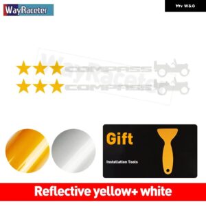 ジープ 2個 ピラードアサイド ステッカー フード トランク テールスターウィリーエディション反射ビニール デカール コンパス - yellow　and　white