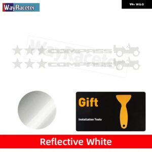 ジープ 2個 ピラードアサイド ステッカー フード トランク テールスターウィリーエディション反射ビニール デカール コンパス - white