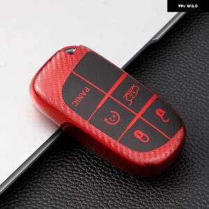ジープ 3 5ボタン キーケースカバー レネゲードコンパスグランドチェロキークライスラー 300C ラングラーダッジアクセサリーキーホルダー - red5