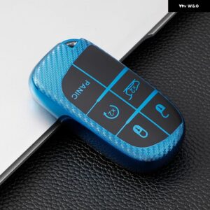 ジープ 3 5ボタン キーケースカバー レネゲードコンパスグランドチェロキークライスラー 300C ラングラーダッジアクセサリーキーホルダー - blue5