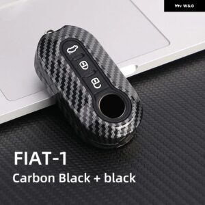 カーボン ABS キーフォブケースカバー フィアット 500 パンダプントブラボーキーシェルアクセサリー - black shell