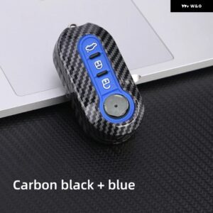 カーボン ABS キーフォブケースカバー フィアット 500 パンダプントブラボーキーシェルアクセサリー - blue shell