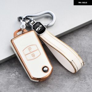 2 3ボタン ソフト TPU フリップキーケースカバー マツダ3 2 6 2003-13 車ホルダー - A white keychian