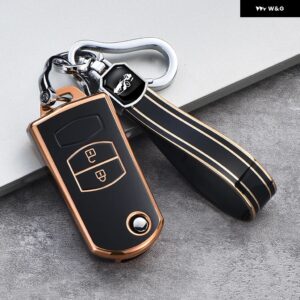 2 3ボタン ソフト TPU フリップキーケースカバー マツダ3 2 6 2003-13 車ホルダー - A black keychain