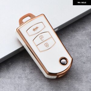 2 3ボタン ソフト TPU フリップキーケースカバー マツダ3 2 6 2003-13 車ホルダー - B white shell