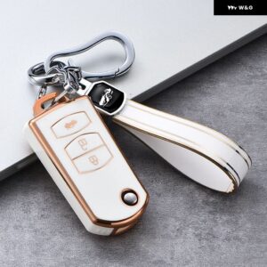 2 3ボタン ソフト TPU フリップキーケースカバー マツダ3 2 6 2003-13 車ホルダー - B white keychain