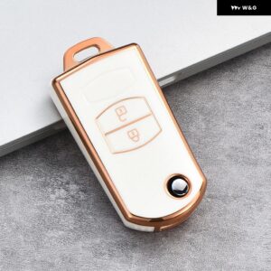 2 3ボタン ソフト TPU フリップキーケースカバー マツダ3 2 6 2003-13 車ホルダー - A white shell