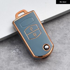 2 3ボタン ソフト TPU フリップキーケースカバー マツダ3 2 6 2003-13 車ホルダー - A grey shell