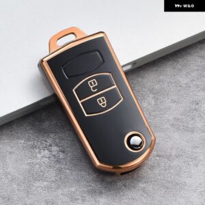 2 3ボタン ソフト TPU フリップキーケースカバー マツダ3 2 6 2003-13 車ホルダー - A black shell