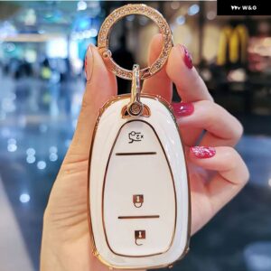 シボレー TPU リモートキーケースカバー オニックスエクイノオーランドクルーズスパークソニックカマロボルトボルトトラックスマリブブレイザートラバ - 3　btn　white　keyring
