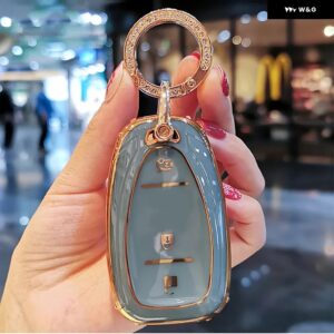 シボレー TPU リモートキーケースカバー オニックスエクイノオーランドクルーズスパークソニックカマロボルトボルトトラックスマリブブレイザートラバ - 3　btn　grey　keyring