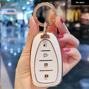 シボレー TPU リモートキーケースカバー オニックスエクイノオーランドクルーズスパークソニックカマロボルトボルトトラックスマリブブレイザートラバ - 4　btn　white　keyring