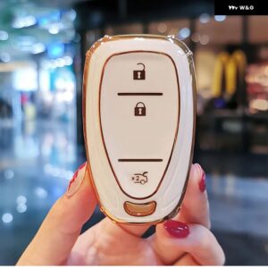 シボレー TPU リモートキーケースカバー オニックスエクイノオーランドクルーズスパークソニックカマロボルトボルトトラックスマリブブレイザートラバ - 3　btn　white　shell