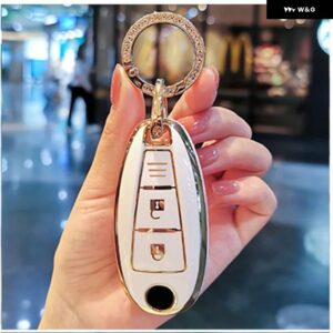 ソフト TPU 車リモートキー FOB シェルカバー ケース スズキ VITARA スウィフトイグニスキザシ SX4 バレーノ ERTIGA 2016-19 - A white keyring