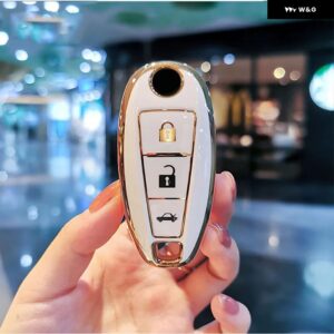 ソフト TPU 車リモートキー FOB シェルカバー ケース スズキ VITARA スウィフトイグニスキザシ SX4 バレーノ ERTIGA 2016-19 - B white shell