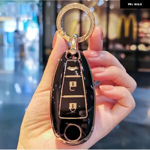 ソフト TPU 車リモートキー FOB シェルカバー ケース スズキ VITARA スウィフトイグニスキザシ SX4 バレーノ ERTIGA 2016-19 - B black keyring