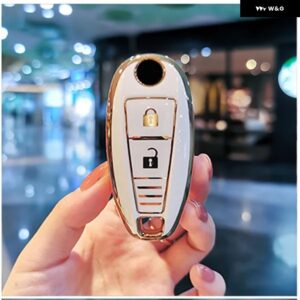 ソフト TPU 車リモートキー FOB シェルカバー ケース スズキ VITARA スウィフトイグニスキザシ SX4 バレーノ ERTIGA 2016-19 - A white shell