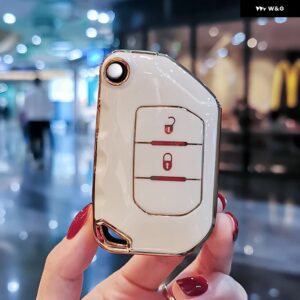 ジープ ファッション TPU リモートキーケースカバー シェル FOB プロテクター ラングラー JL JK JLU XD 2018-2022 ホルダー キーホルダー アクセサリー - white shell