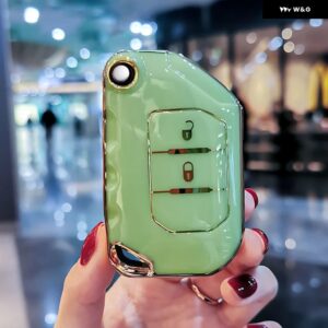ジープ ファッション TPU リモートキーケースカバー シェル FOB プロテクター ラングラー JL JK JLU XD 2018-2022 ホルダー キーホルダー アクセサリー - green shell