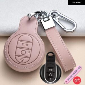 革キーカバー キーホルダー ミニクーパー F54 F55 F56 F60 キーケース インテリア アクセサリー装飾カースタイリング - Pink