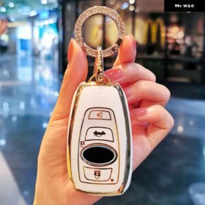 TPU キーケースカバー スバル BRZ フォレスターレガシィアウトバック WRX WRX STI インプレッサ XV クロストレックスマートキーレスリモートキーバッグ - white keyring
