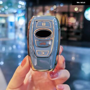 TPU キーケースカバー スバル BRZ フォレスターレガシィアウトバック WRX WRX STI インプレッサ XV クロストレックスマートキーレスリモートキーバッグ - grey shell