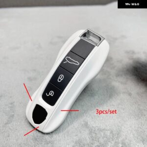 キーケース ピュアホワイト ポルシェ 718 911 パナメーラ カイエン マカン ボクスター ケイマン キーシェルカバー リモコン FOB 交換 - new version