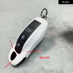 キーケース ピュアホワイト ポルシェ 718 911 パナメーラ カイエン マカン ボクスター ケイマン キーシェルカバー リモコン FOB 交換 - old version