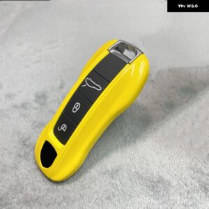 キーケースレーシングイエロー ポルシェ マカン カイエン パナメーラタイカンケイマンボクスター 718/911 FOB リモートカバー シェルキーアクセサリー - new version