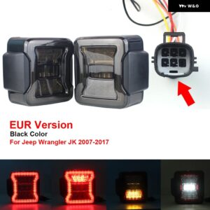 ジープ カーライトアセンブリ LED テールランプ ラングラー JK 2007-2017 リアランプブレーキリバースライトデイタイムランニングライト - EUR Version Black