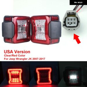 ジープ カーライトアセンブリ LED テールランプ ラングラー JK 2007-2017 リアランプブレーキリバースライトデイタイムランニングライト - USA Version Clear
