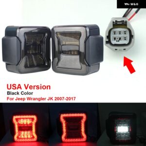 ジープ カーライトアセンブリ LED テールランプ ラングラー JK 2007-2017 リアランプブレーキリバースライトデイタイムランニングライト - USA Version Black