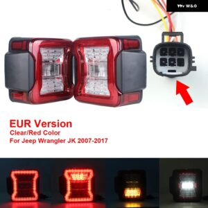 ジープ カーライトアセンブリ LED テールランプ ラングラー JK 2007-2017 リアランプブレーキリバースライトデイタイムランニングライト - EUR Version Clear