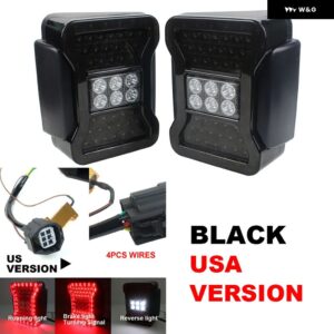ジープ カーライトアセンブリスモーク LED テールランプ ラングラー JK 2007-2017 リアランプブレーキリバースライトデイタイムランニングライト - Black USA Version