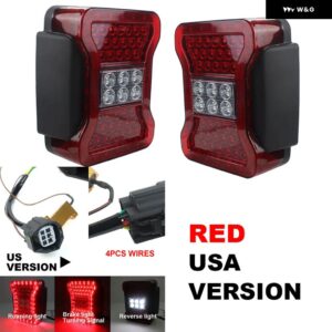 ジープ カーライトアセンブリスモーク LED テールランプ ラングラー JK 2007-2017 リアランプブレーキリバースライトデイタイムランニングライト - Red USA Version