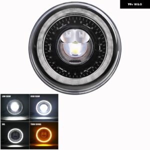 ジープ 7インチ LED ヘッドライト LADA NIVA 4X4 7インチ H4 LED ヘッドライト エンジェルアイズ ラングラーオフロード 4X4 スズキ サムライ トヨタ - 1pcs black