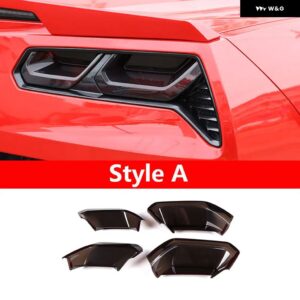 シボレー コルベット C7 2014-2019 ABS ブラックリア テールライト リア フォグランプ ブラックアウトカバー トリム ステッカー - style　a