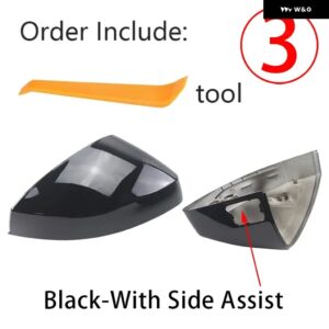 アウディ カーボンルック黒交換バック ミラー サイド ミラー カバー キャップ A3 S3 8V RS3 2013-2019 サイドアシストキャップ - 3.Black with assist