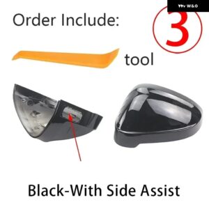 アウディ 1ペア サイドケース トリム カーボンスタイル /ブラックバック ミラー キャップ A4 B9 クワトロ SLINE A5 S5 RS5 スポーツバックサイドアシスト - 3.Black with assist
